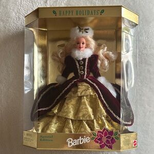 Barbie Holiday Edition Doll in Burgundy and Gold - 1996